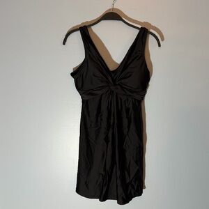 NWT Shapermint Empetua Knot Front Black One-Piece Swim Dress Size Medium